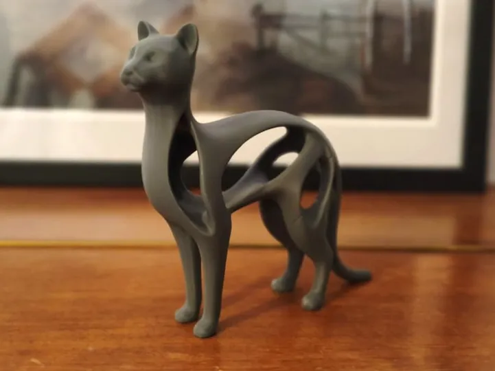 Elegant Hollow Design Standing Cat Sculpture