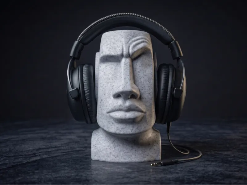 The Raised Eyebrow Moai – Headphone Stand