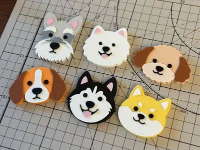 [Dog Head Refrigerator Magnets] Set of 6 / AMS / Husky / Shiba Inu / Beagle / Schnauzer / Samoyed / Poodle