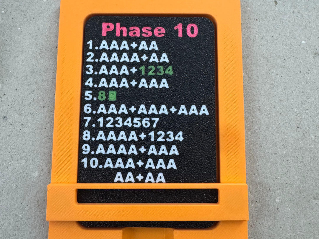 Phase 10 Kartenhalter und Phasenkarten