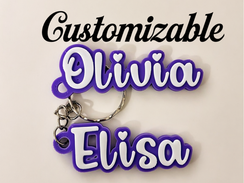Customizable Script keychain font Hearth