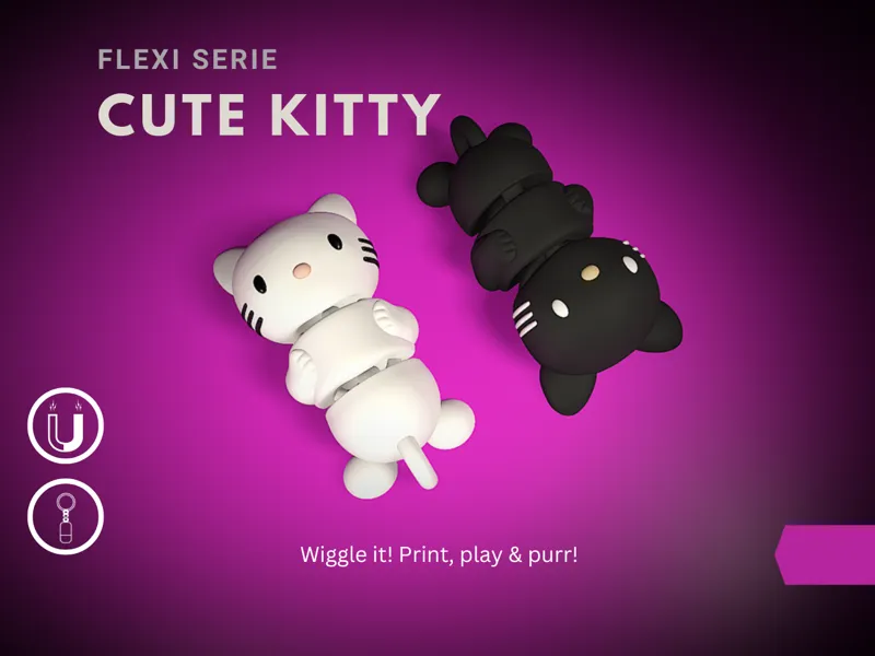 Flexi Kitties – Keychain Magnet articulated kitty