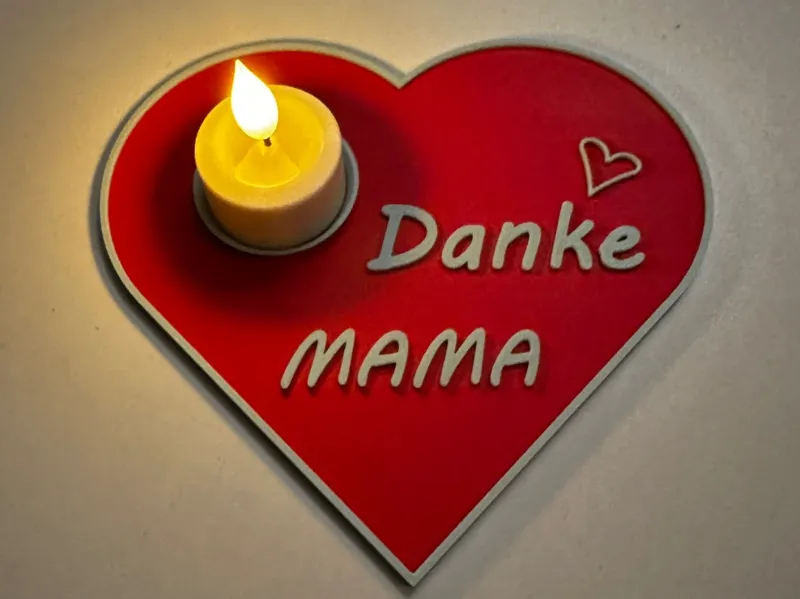Muttertag Herz Danke MAMA mit Halter für LED Kerze