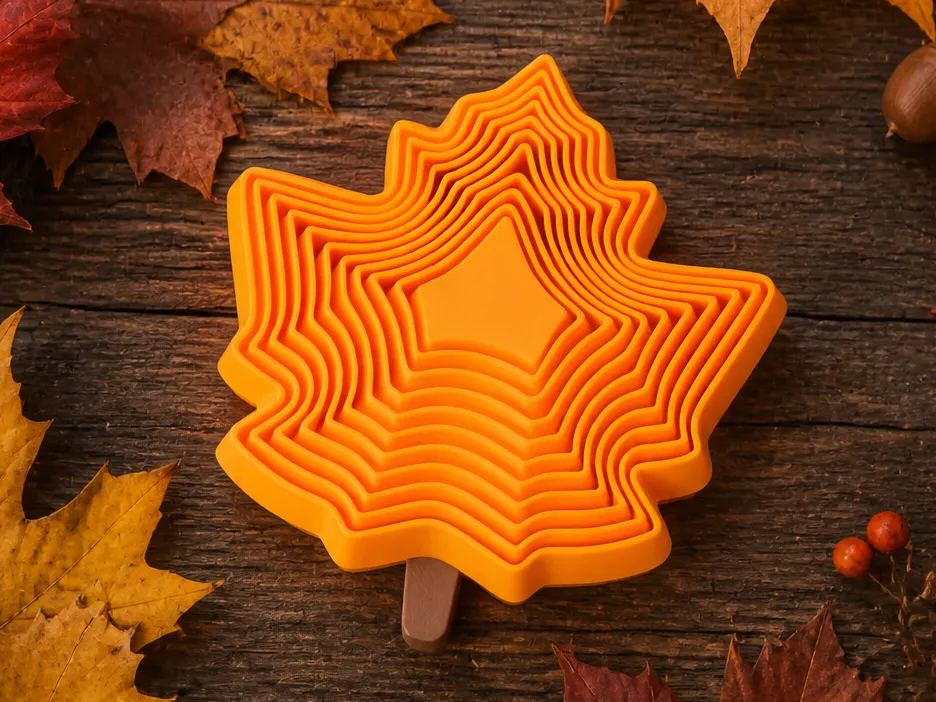 Objeto manipulable: Maple Leaf Layered Flexi Toy Autumn Fidget. Referencia del modelo original.