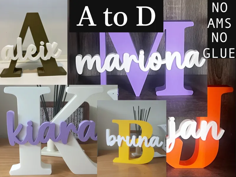 Layered Initial and Name Sign (A–D)