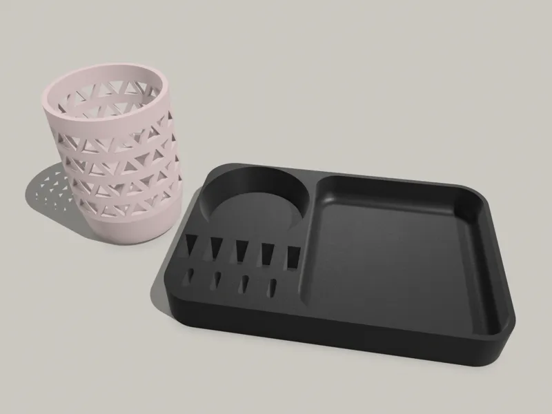 Small desk organizer with USB A and USB C 