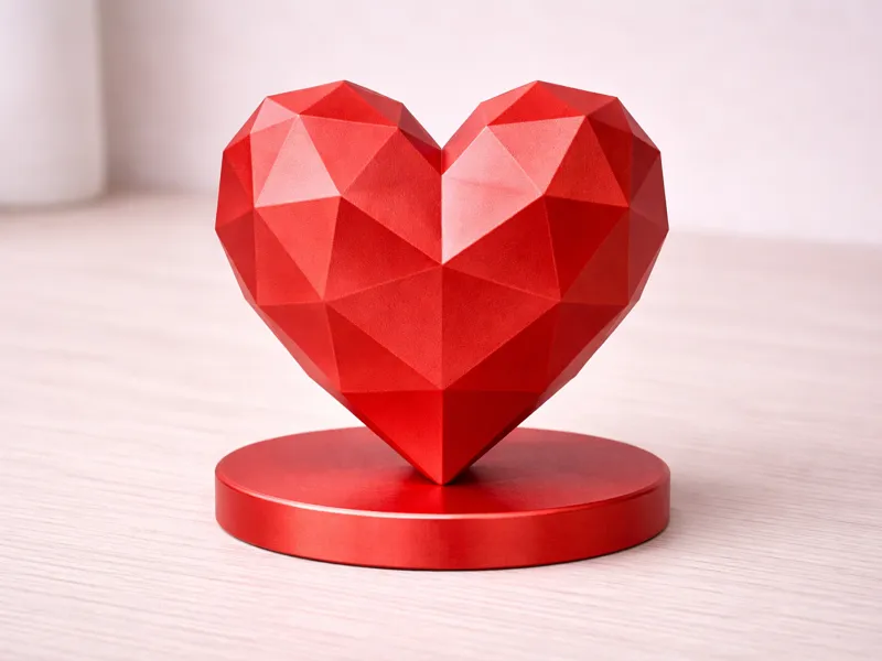 Red Silk Geometric Heart
