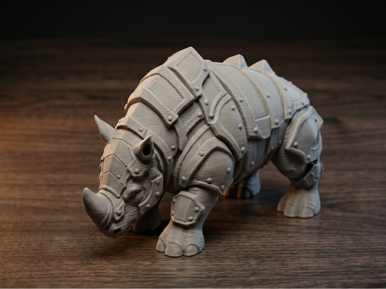 Armored Rhino Figurine - Tabletop Beast Model