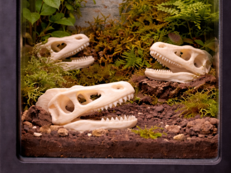 Fossil Skull Trio –  Prehistoric Display 