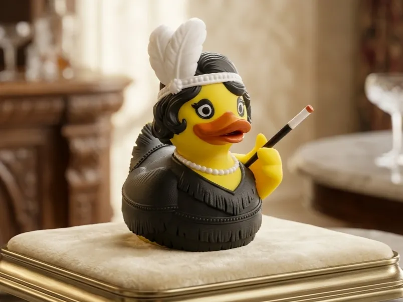 Dije o accesorio de collar: Flapper Duck, Cruise Jeep Duck. Referencia del modelo original.