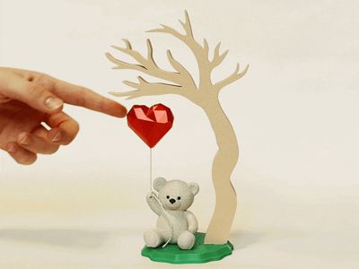 Teddy Bear with Levitating Heart 2, No AMS 