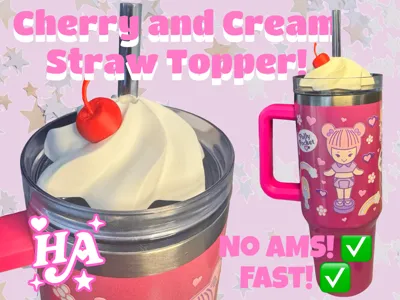Cream and Cherry Drink Lid - 85mm diameter