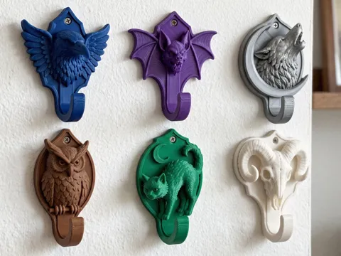 Figura decorativa: Mystic & Nocturnal Creature Wall Hooks — referencia de MakerWorld