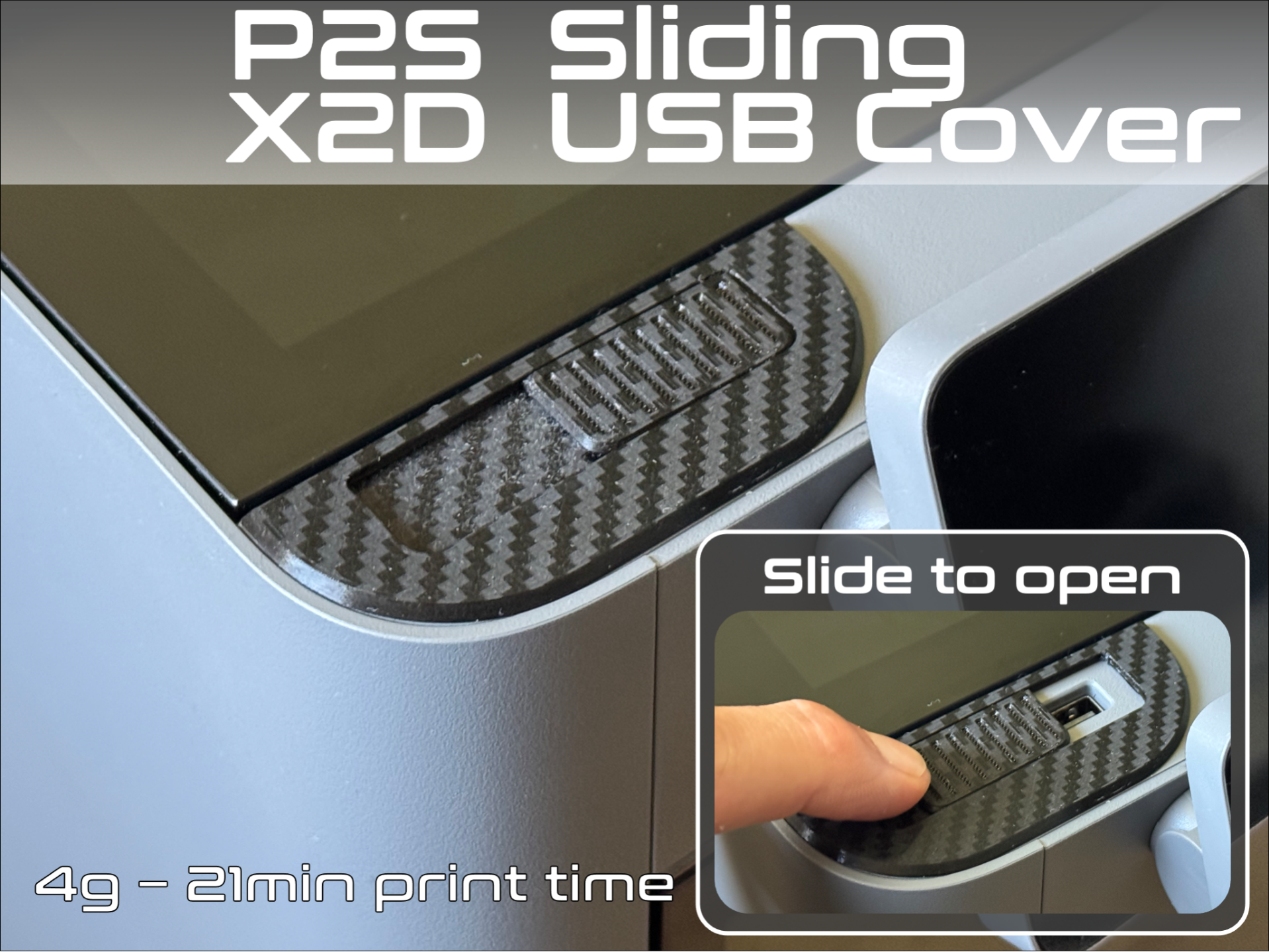 P2S / X2D USB Port Sliding Cover