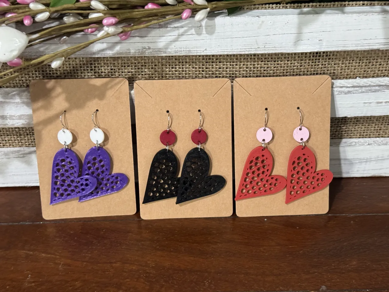 Voronoi Heart Earrings view 2