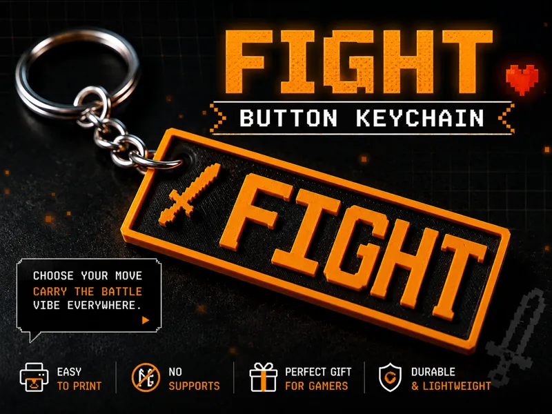 FIGHT Button Keychain (Undertale retro-inspired)