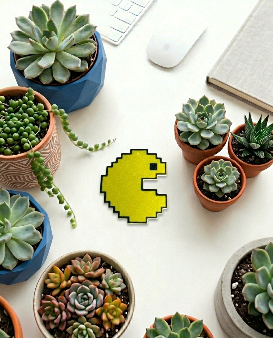 Miniatura 1 do modelo 3D Pac-Man & Ghosts Pixel Keychain Set