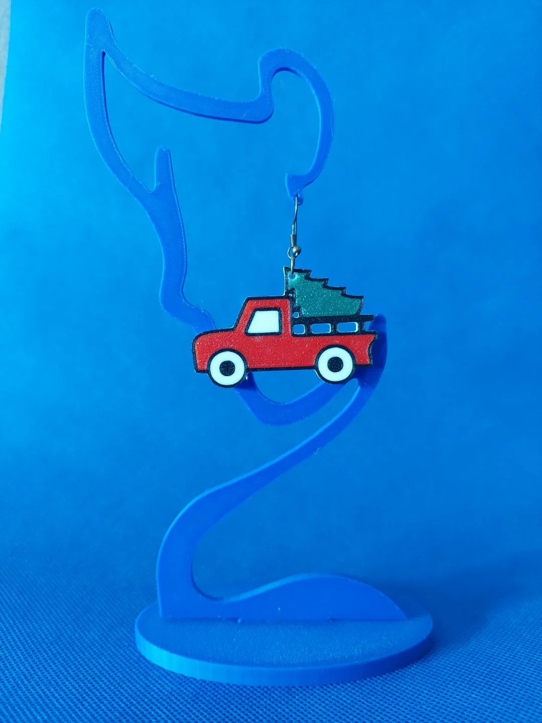 Multicolor Christmas Truck Earrings view 2