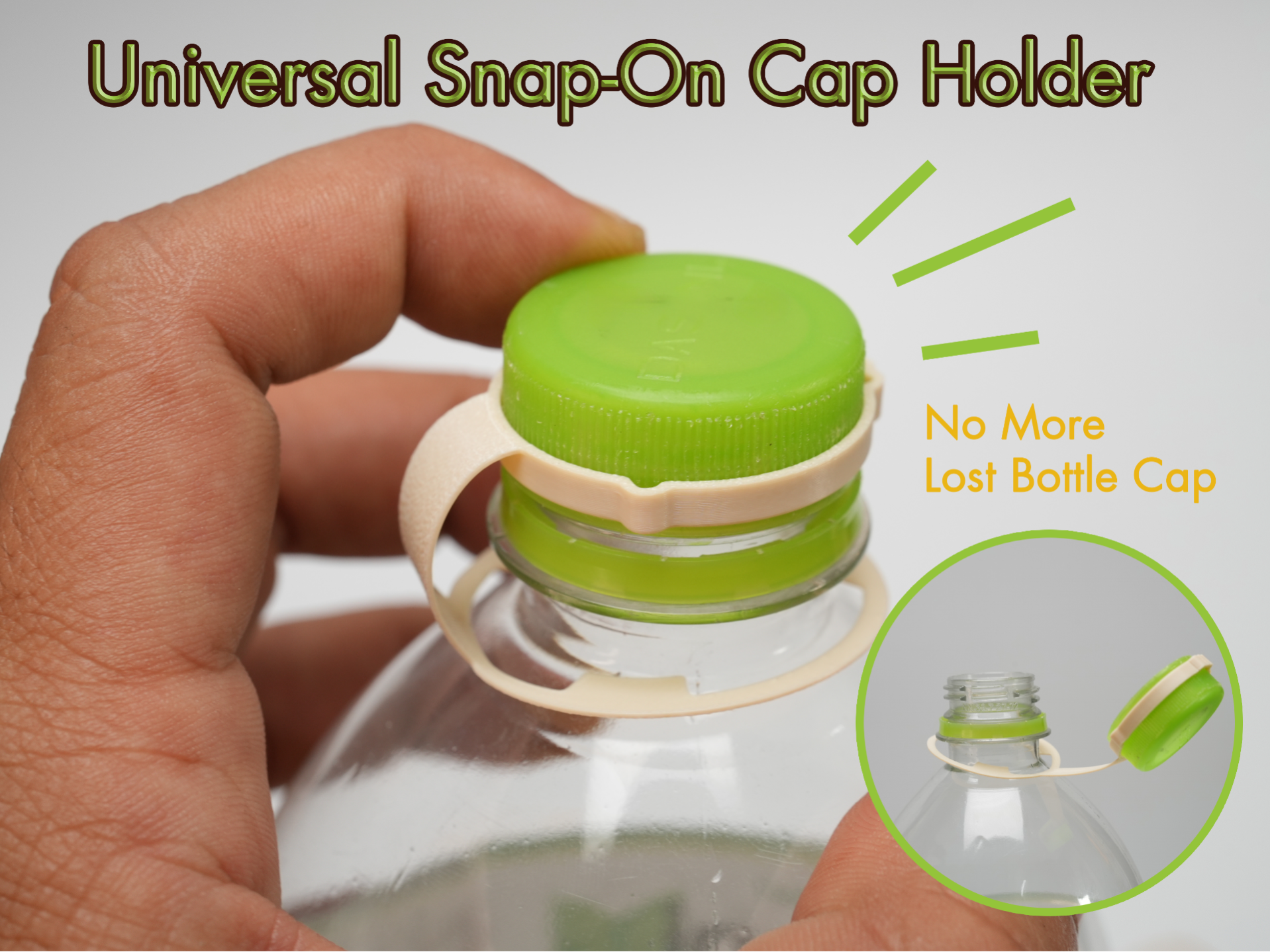 No More Lost Bottle Cap | Snap-On Cap Holder