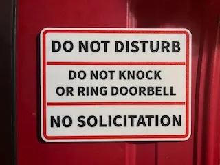 Do Not Disturb Front Door Sign