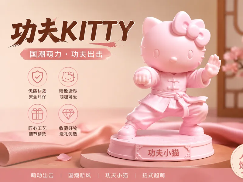 功夫hello kitty摆件