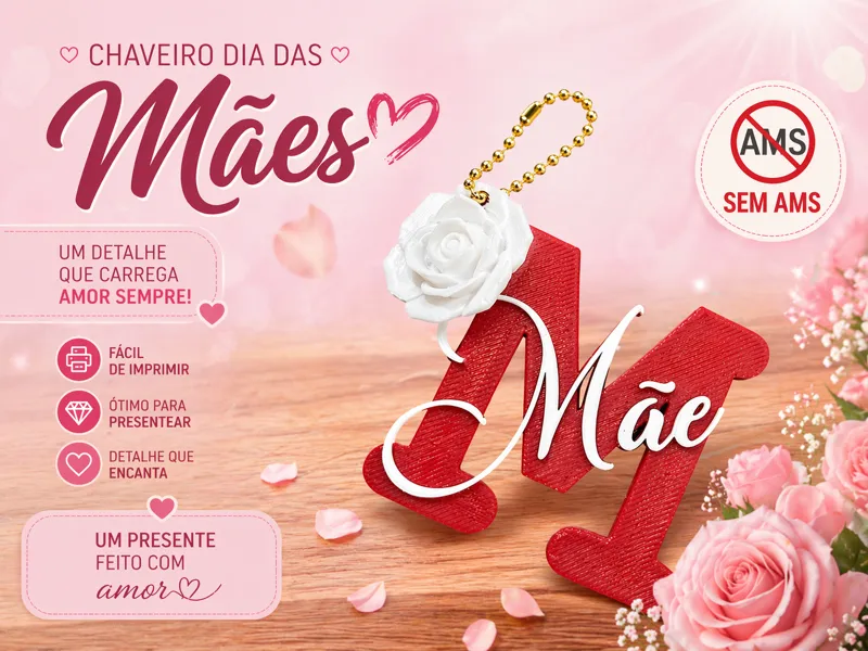 Chaveiro Dia das Mães com Inicial e Pingentes