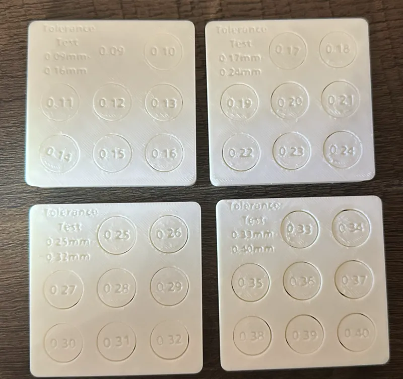 Tolerance test 0.09mm-0.40mm