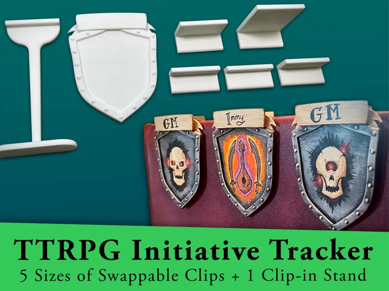 Initiative Tracker - Interchangeable Clips + Stand