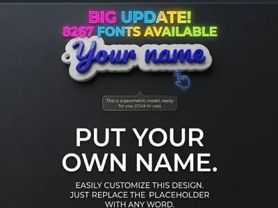 Parametric Name Keychain/Magnet 8267 Fonts AMS/No
