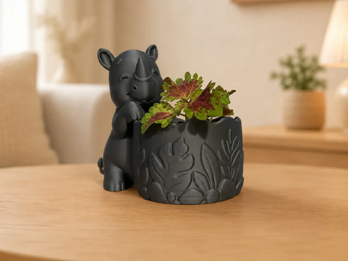 Cute Rhino Planter - Free 3D Print Model - MakerWorld