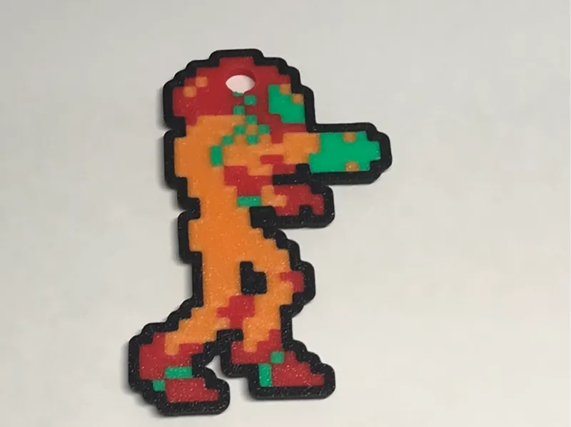 8 bit Samus keychain from the Nintendo