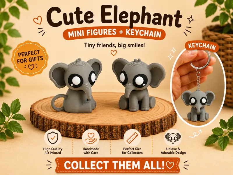Elephant flexi Mini Keychain Fidget Articulated