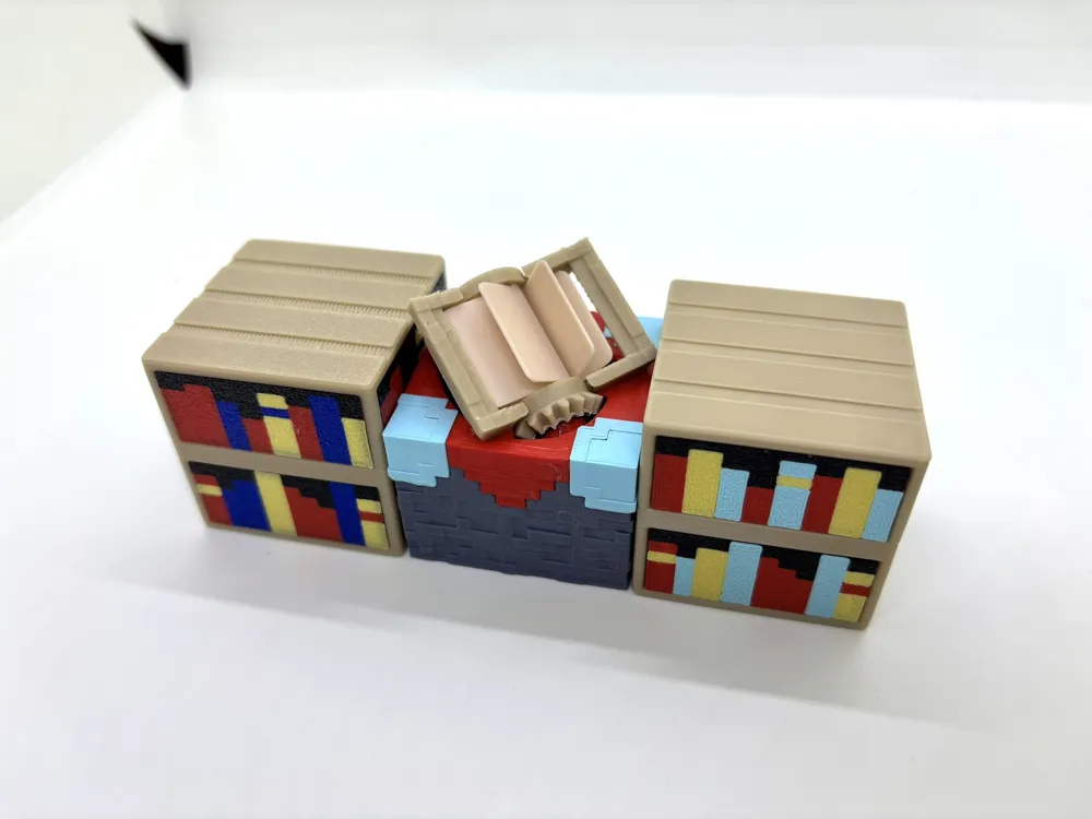 Minecraft bookshelf (no support, material saving, flat four-color ...
