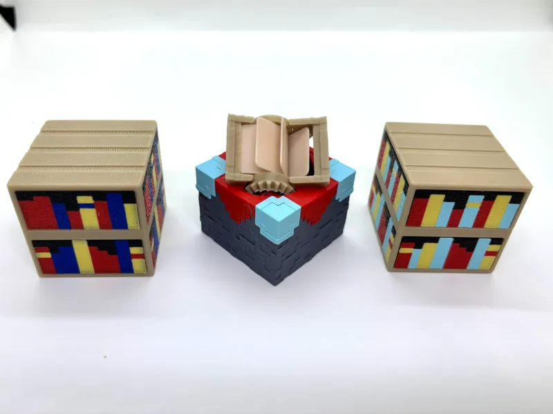 minecraft 書櫃 (不須支撐、節省材料、平面四色印刷)