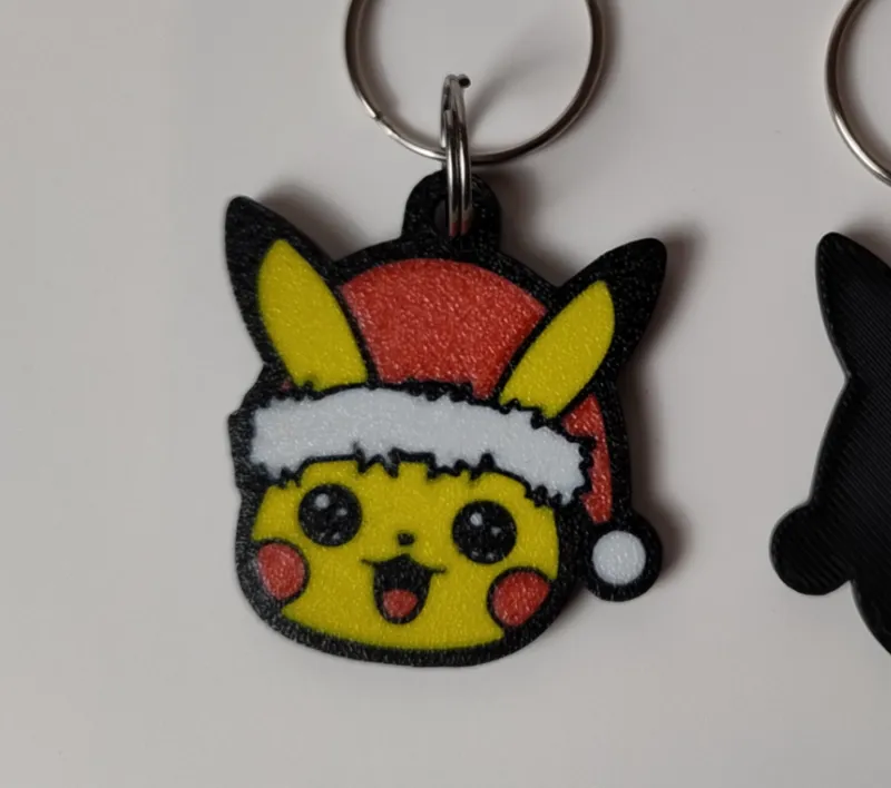 Pikachu Pokemon with Santa Hat Christmas Keychain