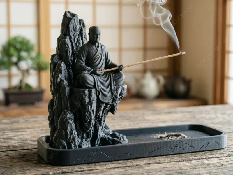 Zen Monk & Cliff Premium Incense Holder #023