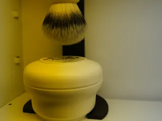 Shaving soap n brush holder
