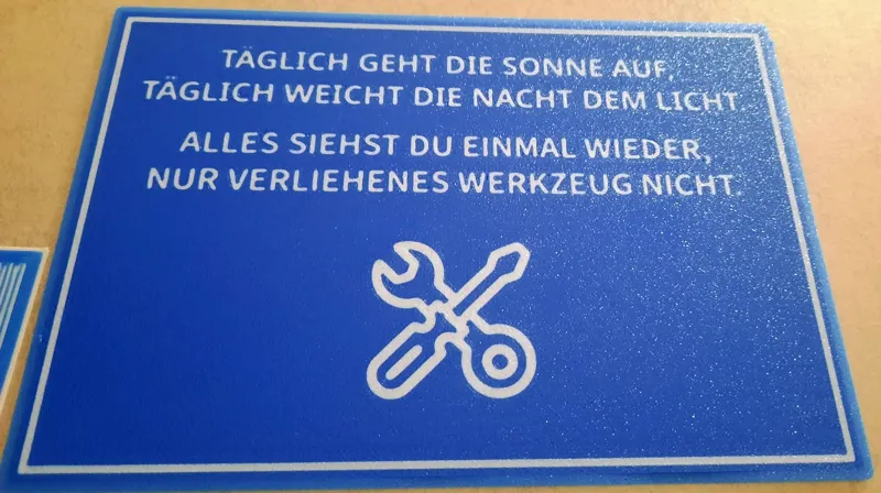 Werkzeug Schild / Tool sign (verliehenes Werkzeug)