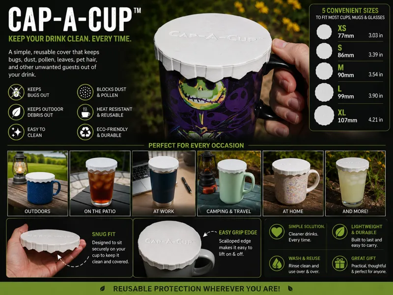 Cap-A-Cup - Keep Your Drink Clean. Every Time