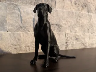 Low-Poly Great Dane Sitting Non-cropped Ears