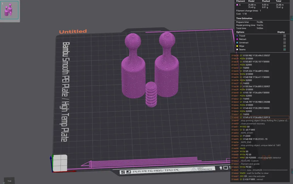 Little Rolling Pin 2 Piece by YEETY MC3D PRINT TECH - MakerWorld