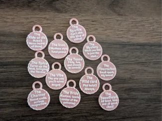 Glass charms for bachelorette party