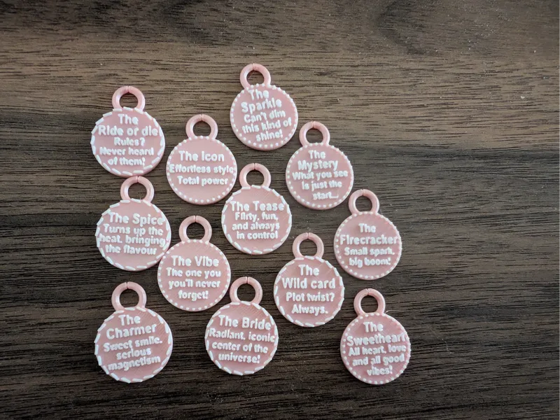 Glass charms for bachelorette party