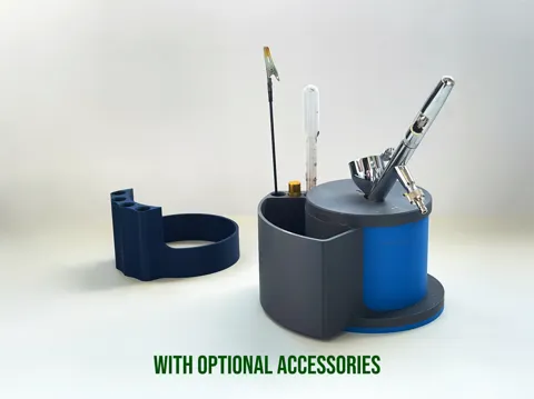 Airbrush cleaning pot with accessories