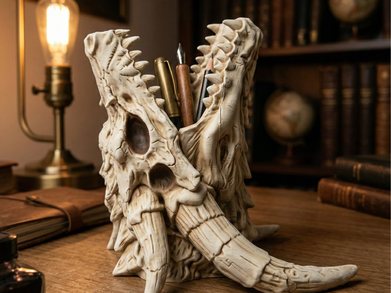 Dragon Skull Pen Holder – Ancient Relic