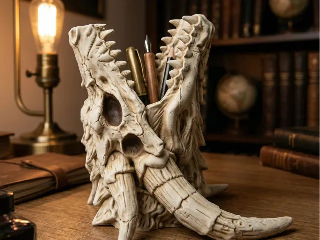 Dragon Skull Pen Holder – Ancient Relic