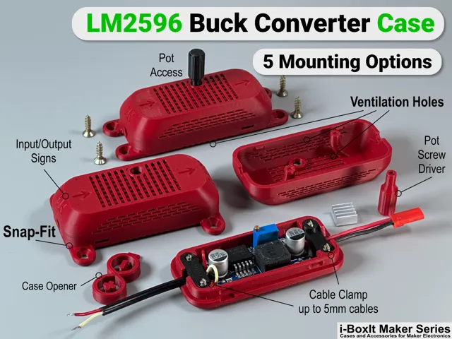 LM2596 Buck Converter Case | Snap-Fit | Options