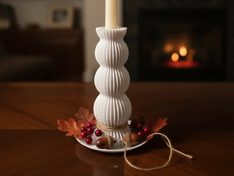 Modern Ribbed Candle Holder Tall for Slim Candles