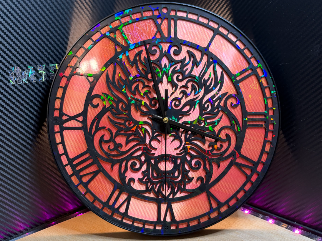 Horloge DRAGON FEU illusion d'optique DIY A3DC
