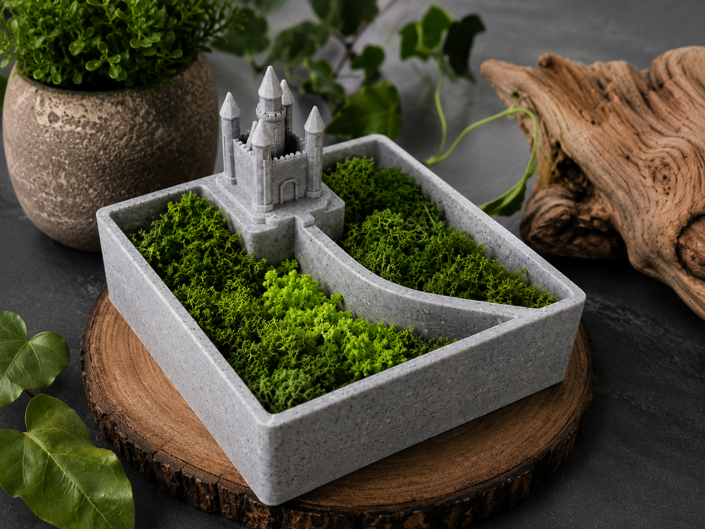 Castle Moss Planter & Desk Organizer